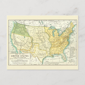 米国-ヴィンテージの地図1791年- 1891年 ポストカード