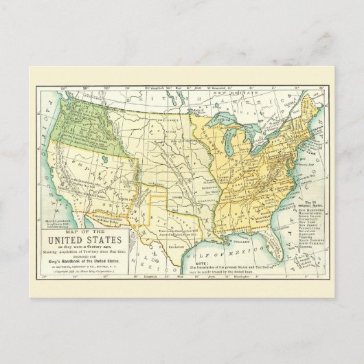 米国-ヴィンテージの地図1791年- 1891年 ポストカード (正面)
