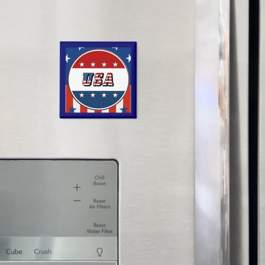 米国 – 丸の中のアメリカ国旗と星#2 マグネット (インサイチュ (冷蔵庫))