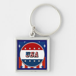 米国 – 円のアメリカ国旗の星#2 Keychain キーホルダー