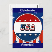 米国 – 円#2のアメリカ国旗と星, ZSSG ポストカード (正面/裏面)