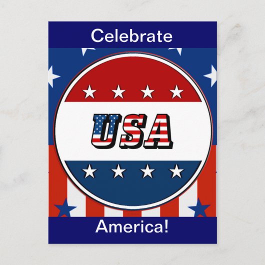 米国 – 円#2のアメリカ国旗と星, ZSSG ポストカード (正面)