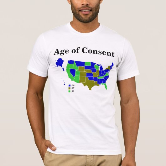 米国-地図承諾年齢! Tシャツ (正面)
