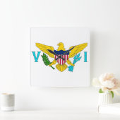 米国，壁時計(ヴァージン国旗) スクエア壁時計 (ホーム)