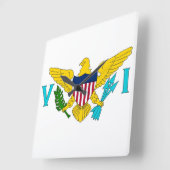 米国，壁時計(ヴァージン国旗) スクエア壁時計 (傾斜)