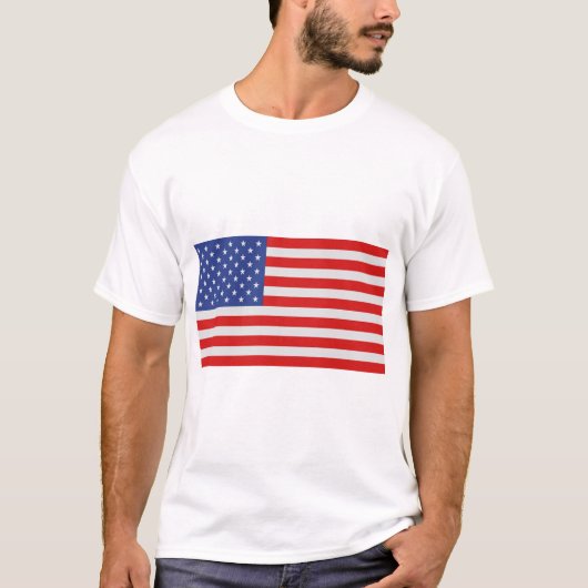 米国 – 正しい寸法の米国国旗 Tシャツ (正面)
