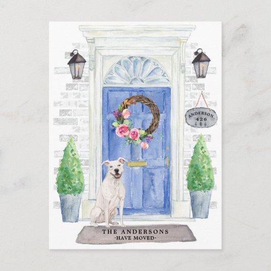 米国（犬）スタッフォード・テリア・ムービングのお知らせ ポストカード (正面)
