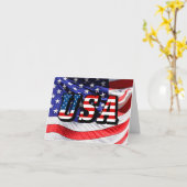 米国 – 米国国旗のグリーティングカード カード (黄色い花)