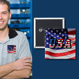 米国 – 米国国旗のピンバックボタン 缶バッジ