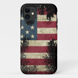 米国/米国、黒い背景のSAD国旗 iPhone 11 ケース