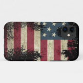 米国/米国、黒い背景のSAD国旗 Case-Mate iPhoneケース (裏面(横))