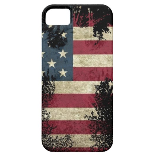 米国/米国、黒い背景のSAD国旗 Case-Mate iPhoneケース (裏面)