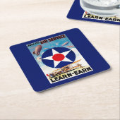 米国-航空業務を学得ます結合して下さい スクエアペーパーコースター (アングル)