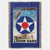 米国-航空業務を学得ます結合して下さい スローブランケット (正面縦)