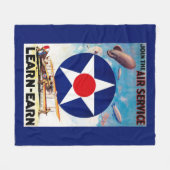 米国-航空業務を学得ます結合して下さい フリースブランケット (正面(横))