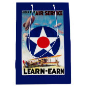 米国-航空業務を学得ます結合して下さい ミディアムペーパーバッグ (正面)