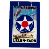 米国-航空業務を学得ます結合して下さい ミディアムペーパーバッグ (裏面)