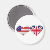 米国・英国ハート国旗のデザイン マグネット (正面/裏面)