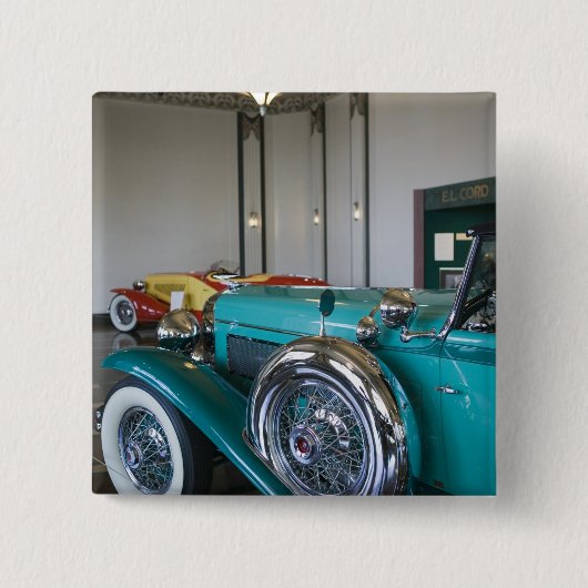 米国、金褐色のインディアナ: のコード、Duesenberg 3金褐色 缶バッジ (正面)