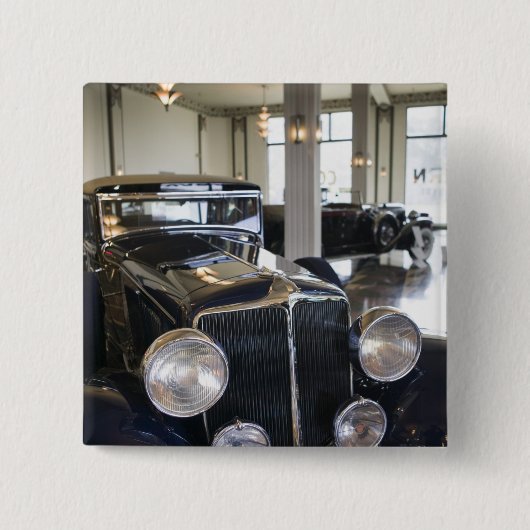 米国、金褐色のインディアナ: のコード、Duesenberg 6金褐色 缶バッジ (正面)