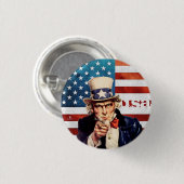 "米国： 18. ct./today - UNCLE SAM... 缶バッジ (正面&裏面)