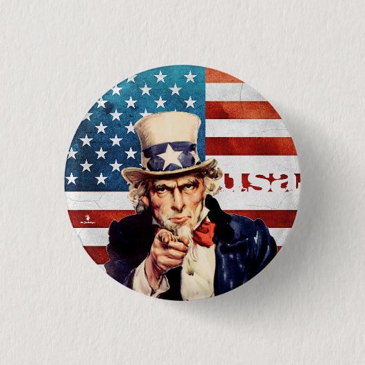 "米国： 18. ct./today - UNCLE SAM... 缶バッジ (正面)