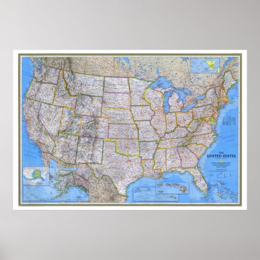 "米国： 1993/today – 詳細地図… ポスター (正面)