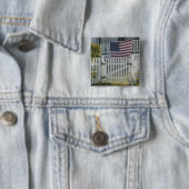 米国、Massachusettes、グロスター: 愛国心が強い塀 缶バッジ (インサイチュ)