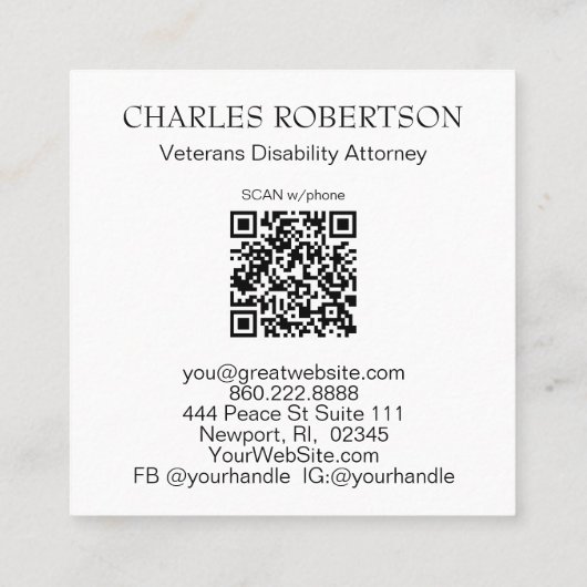 *~*米国。QR AP16アメリカ国旗のハゲ鷲 スクエア名刺 (裏面)