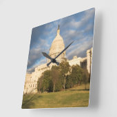米国、Washington D.C.の国会議事堂の建物 スクエア壁時計 (傾斜)