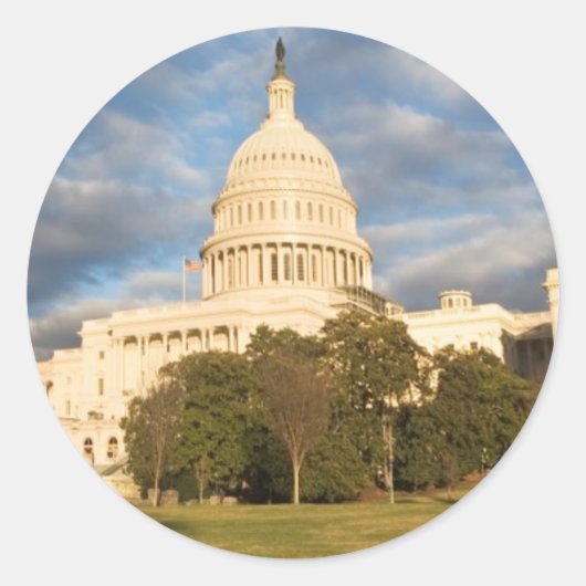 米国、Washington D.C.の国会議事堂の建物 ラウンドシール (正面)