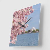 米国、Washington D.C.の桜 スクエア壁時計 (傾斜)