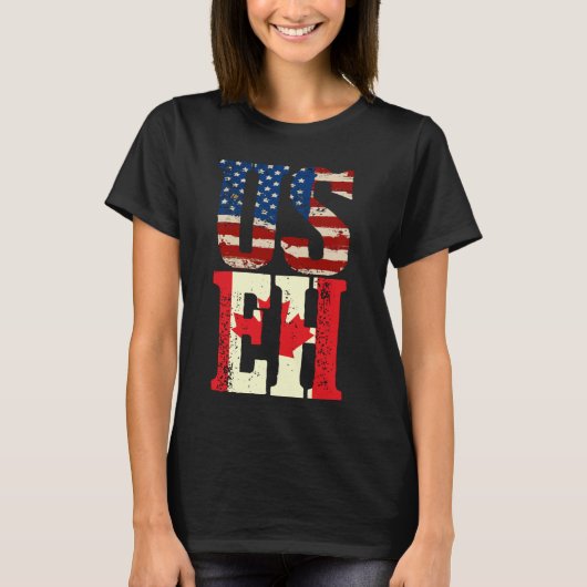 米国EHカナダおもしろい米国国旗カナダミーム現状維持 Tシャツ (正面)