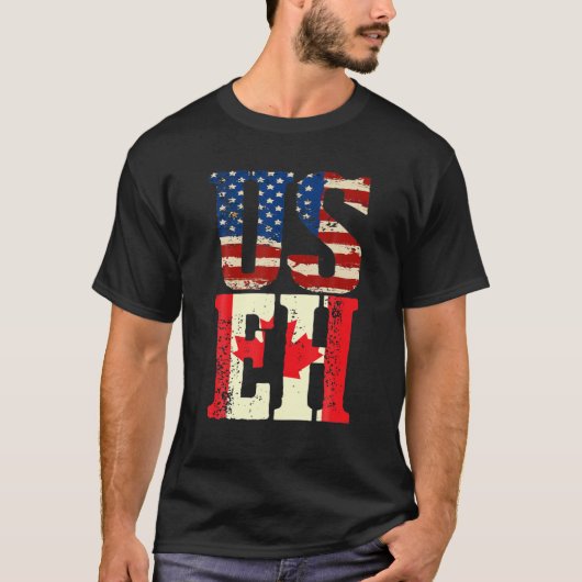 米国EHカナダおもしろい米国国旗カナダミーム現状維持 Tシャツ (正面)