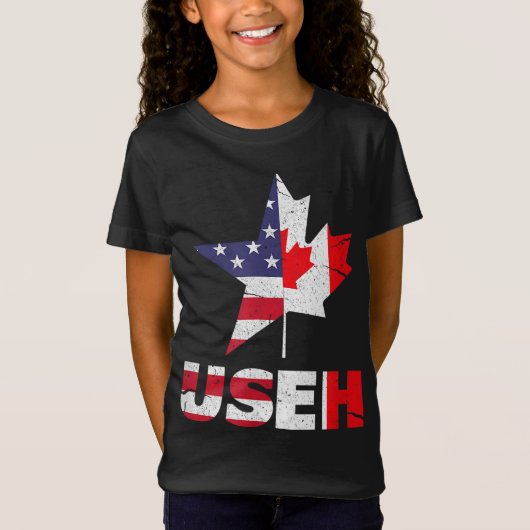 米国EHカナダおもしろい米国国旗 Tシャツ (正面)