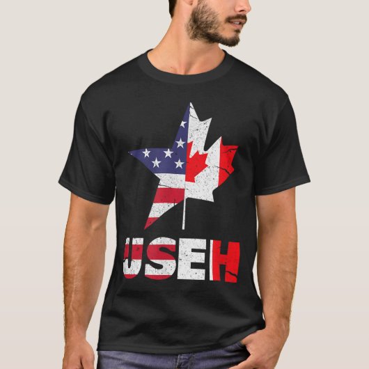 米国EHカナダおもしろい米国国旗 Tシャツ (正面)