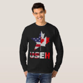 米国EHカナダおもしろい米国国旗 Tシャツ (正面フル)