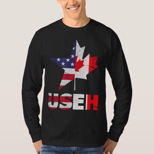 米国EHカナダおもしろい米国国旗 Tシャツ (正面)