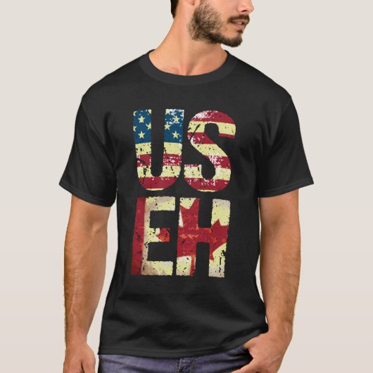 米国Eh Americaカナダ国旗American おもしろい Canadian Tシャツ (正面)