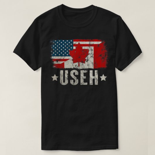 米国Eh Americanカナダ国旗のヴィンテージカナダの日 Tシャツ (デザイン正面)