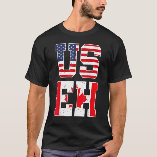 米国Eh Americanカナダ国旗カナダプライドUsa Tシャツ (正面)