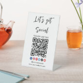 米国Qrコードとの接続プロフェッショナル白 台座サイン (インサイチュ)