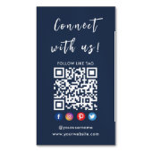 米国QrコードソーシャルメディアNavy Blueとの接続 マグネット名刺 (正面縦)