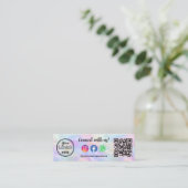 米国Qrコードロゴ虹色オパールで接続 スキニー名刺 (スタンド正面)