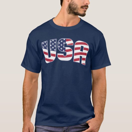 米国Tシャツ愛国的アメリカ国旗7月4日 Tシャツ (正面)