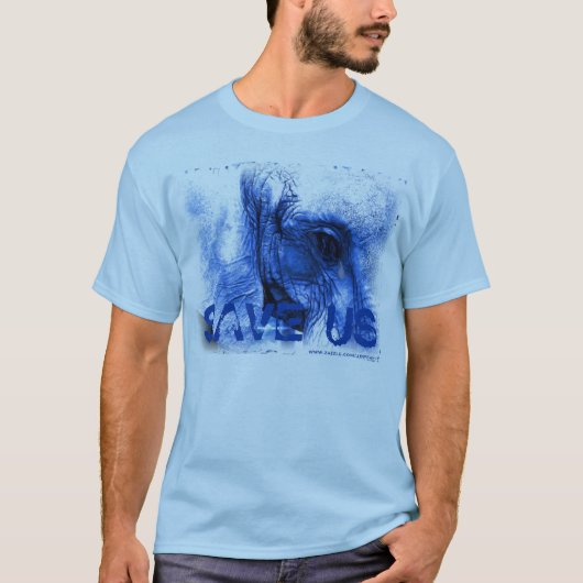 米国Tシャ救ツ付き青象 Tシャツ (正面)