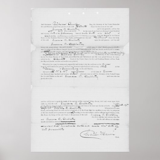米国vsスーザンB.アントニー有罪判決の記録1873 ポスター (正面)