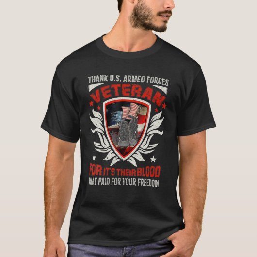 米感謝してい国軍退役軍人 Tシャツ (正面)