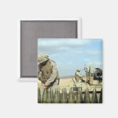 米海兵隊が火のために火付け砲を準備する マグネット (正面/裏面)