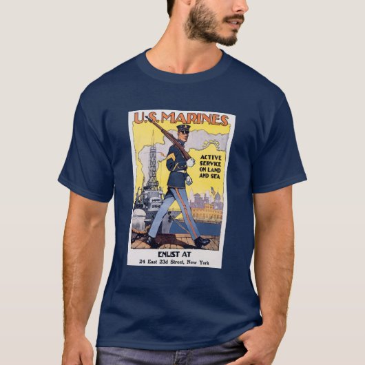 米海兵隊第一次世界大戦のポスター Tシャツ (正面)